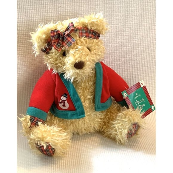 HALLMARK 11” SITTING  MERRILY HOLIDAY BEAR NWT - Picture 1 of 10